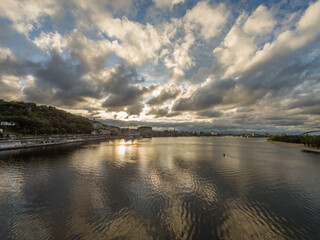 Kyiv (Kiev), Ukraine - May 30, 2020: A gorgeous sunset on a famous river Dnipro (Dnepr)