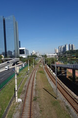 Sao Paulo/Brazil: Pinheiros avenue, train line, cityscape