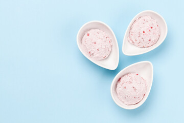 Raspberry ice cream scoops