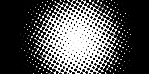 Vector big circle background with black abstract random dots, design