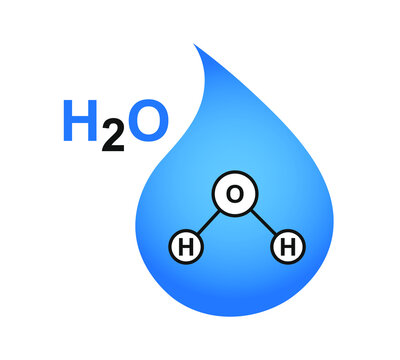 Structure of the water molecule H2O.