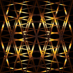Fototapeta premium Gold abstract geometric lines on a black background.