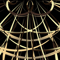 Gold abstract geometric lines on a black background.