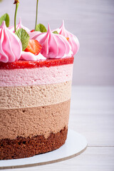 Homemade Three Chocolate Strawberry Cake