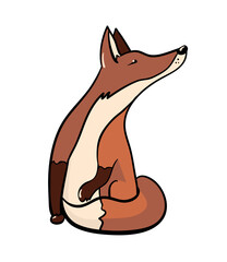 illustration of a sly sitting Fox - cartoon