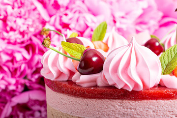 Homemade Three Chocolate Strawberry Cake