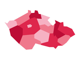 Map of Czech Republic divided into administrative regions. Blank map in four shades of orange. Vector illustration