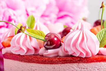 Homemade Three Chocolate Strawberry Cake