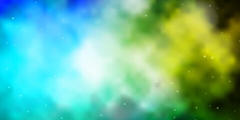 Light Blue, Green vector background with colorful stars. Colorful illustration with abstract gradient stars. Design for your business promotion.