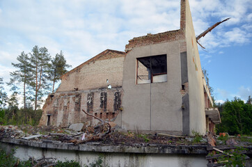 Ghost town in Eastern Europe.Former Soviet kids camp.Ukraine gets rid of the consequences of communism. Ruins. Kiev Region,Ukraine
