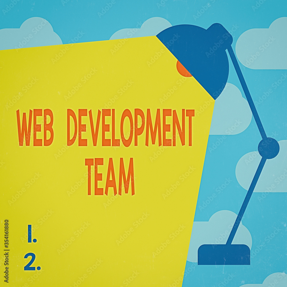 Poster text sign showing web development team. business photo text in control of all the processes througho