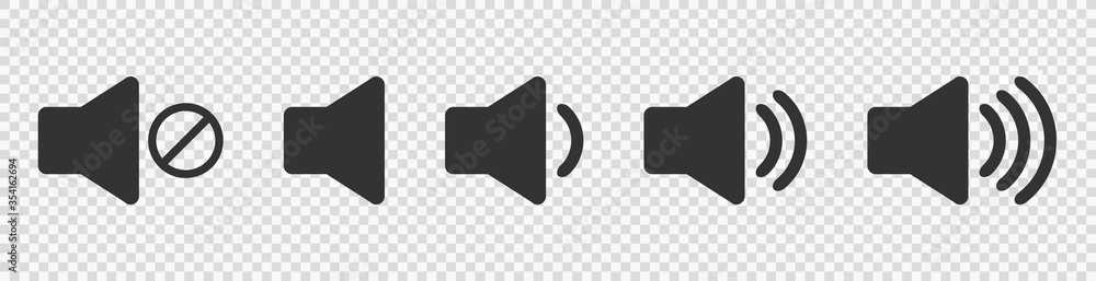 Poster an icon that increases and reduces the sound. icon showing the mute. a set of sound icons with diffe
