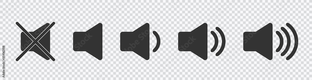 Poster an icon that increases and reduces the sound. icon showing the mute. a set of sound icons with diffe
