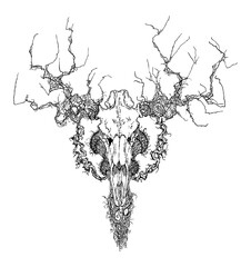 Cool moose skull, necromant dotwork print
