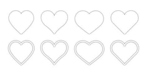Heart linear vector icon. Valentine love and wedding thin line heart frames Heart vector icon isolated on white background, Heart transparency logo design