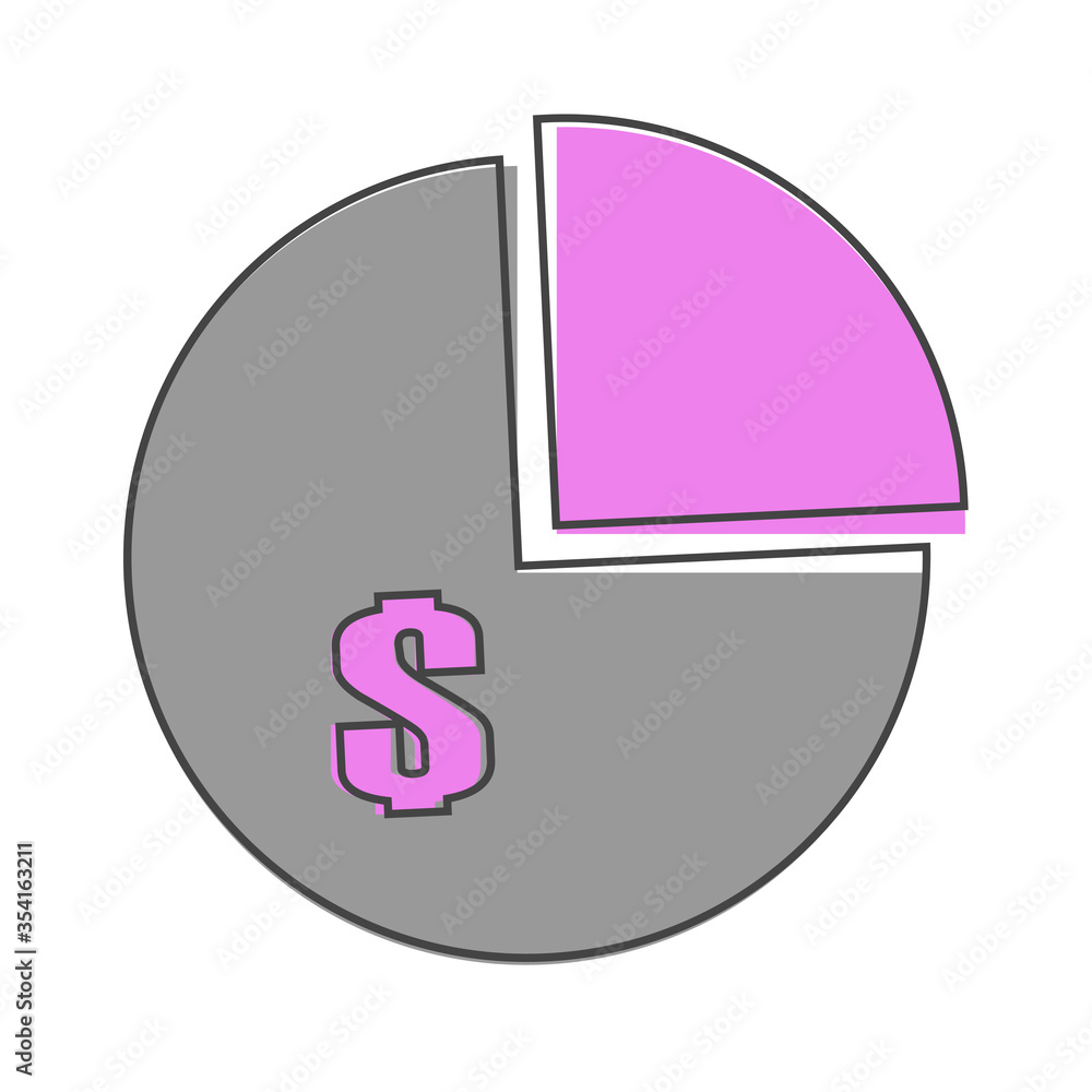 Aufkleber vector image of a circle with a carved sector. vector icon of a pie chart of the division of money c