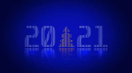 Happy new year 2021. Holiday inscription from numbers. GUI illustration