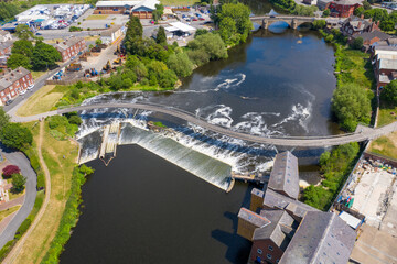 Aerial photo of the village centre of Castleford in Wakefield, West Yorkshire, England showing the...