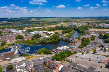 Aerial photo of the village centre of Castleford in Wakefield, West Yorkshire, England showing the...