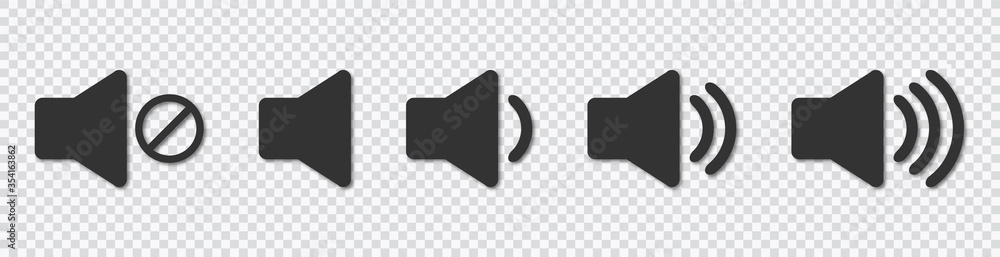 Poster an icon that increases and reduces the sound. icon showing the mute. a set of sound icons with diffe