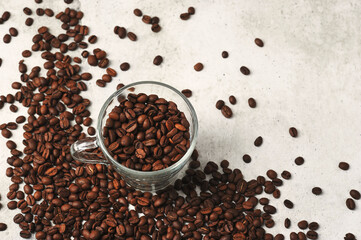 coffee beans in a toy tool box on the background of coffee beans