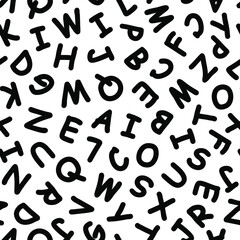 Uppercase English letters seamless pattern. Print on baby fabric, bed. Vector stock illustration eps 10.