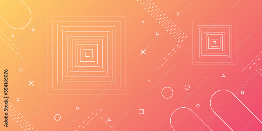 Canvas Prints modern abstract background with memphis elements in yellow and orange gradients and retro themed for