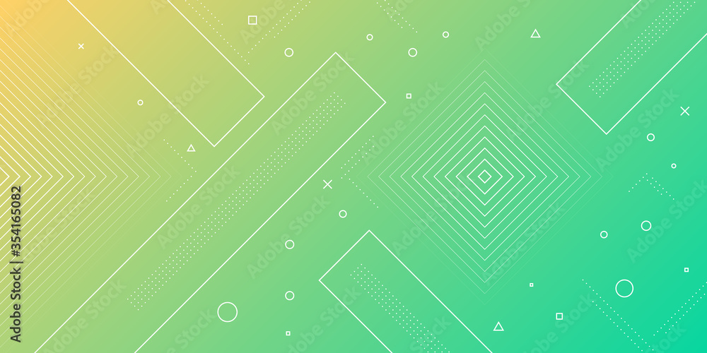 Sticker modern abstract background with memphis elements in yellow and green gradients and retro themed for 