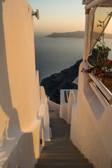 Stairs leading to the bottom of cliffs of Oia