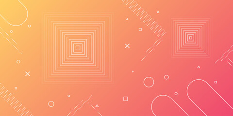 Modern abstract background with memphis elements in yellow and orange gradients and retro themed for posters, banners and website landing pages. - obrazy, fototapety, plakaty