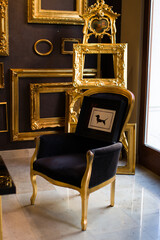 Vintage chair black and gold interior design