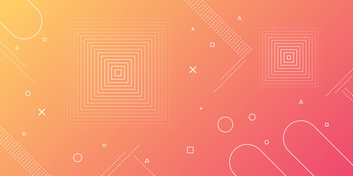 Modern abstract background with memphis elements in yellow and orange gradients and retro themed for posters, banners and website landing pages.