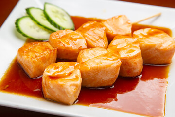 Japanese typical food skewered salmon