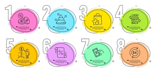Pyramid chart, Pay money and Loyalty points signs. Timeline steps infographic. Money currency, Cashback card and Currency exchange line icons set. Loan percent symbol. Vector