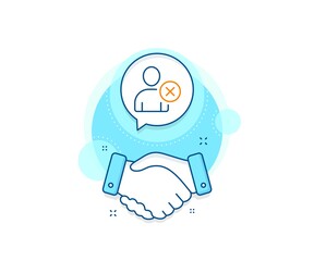 Profile Avatar sign. Handshake deal complex icon. Remove User line icon. Person silhouette symbol. Agreement shaking hands banner. Delete user sign. Vector