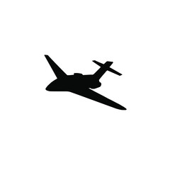 Vector black flying airplane plane silhouette isolated on white background