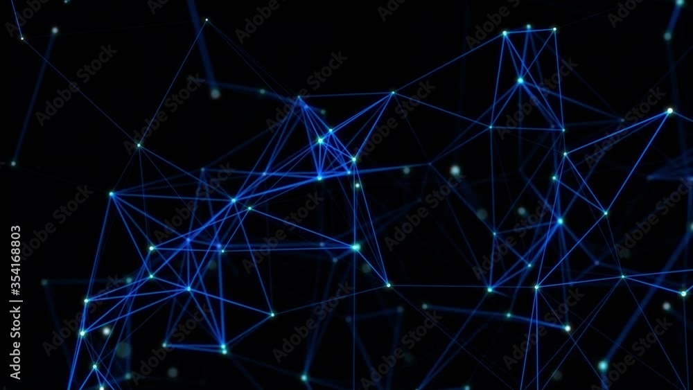 Poster data technology and scientific illustration. abstract motion background of connected dots and lines.