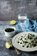 Black bean cilantro lime rice in a plate