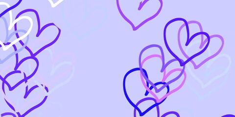 Light Purple vector texture with lovely hearts.