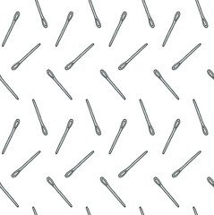 Naklejka premium Vector seamless pattern of gray colored hand drawn doodle sketch sew embroidery needle isolated on white background
