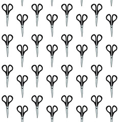 Vector seamless pattern of colored hand drawn doodle sketch scissors isolated on white background