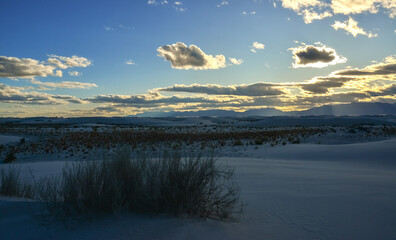 White clouds during sunset over White Sands in New Mexico, USA