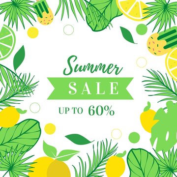 Modern banner with flowers. Summer sale. Sale concept. Discount background.
