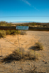 "Boundary Line" sign on an old park fence in New Mexico