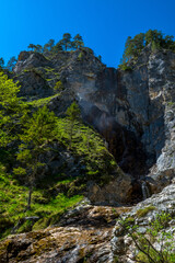 HIgh Waterfall In Ötschergräben In Austria