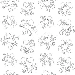 Vector seamless pattern of hand drawn doodle sketch octopus isolated on white background