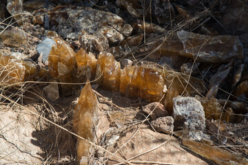 Desert landscape in New Mexico, gypsum crystals at the bottom of a dried lake, Lucero Lake