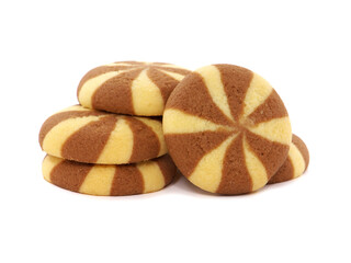 Two tone chocolate chip cookies isolated on white