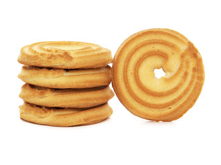Butter ring cookies isolated on white background