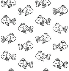 Vector seamless pattern of hand drawn doodle sketch fish isolated on white background